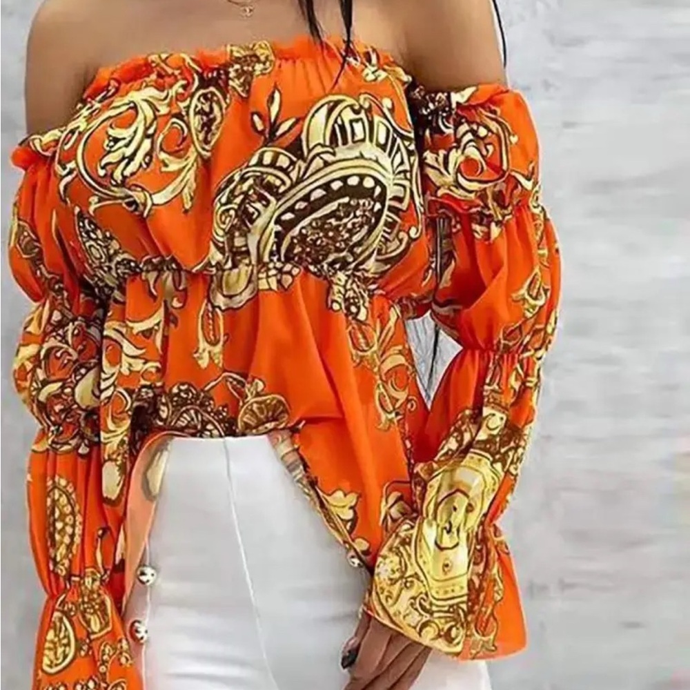 Orange Off-Shoulder Women's Top